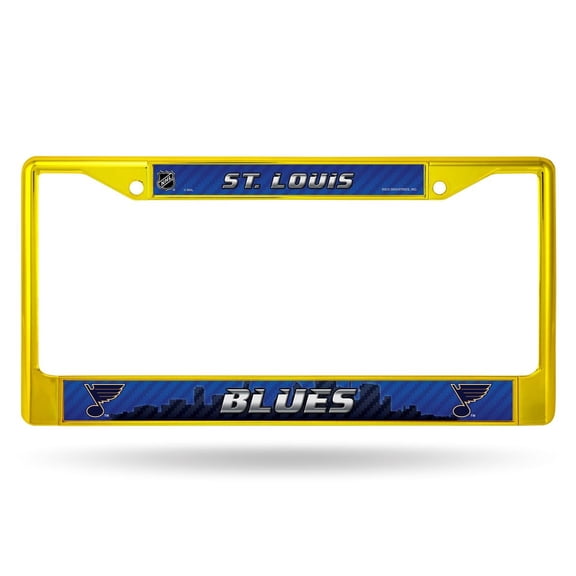 St Louis Hockey Blues Chrome Metal (Yellow Painted) License Plate Frame