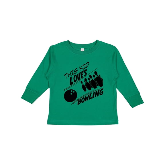 Inktastic This Kid Loves Bowling Boys or Girls Long Sleeve Toddler T-Shirt