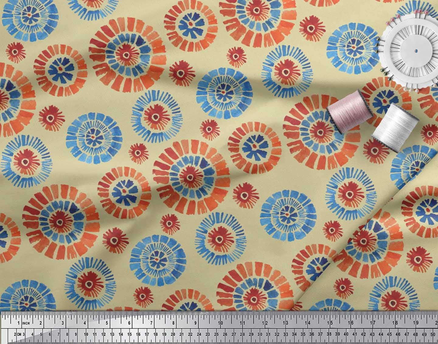 Soimoi Rayon Crepe Fabric Brush Stroke Abstract Fabric Prints By Yard 46 Inch Wide