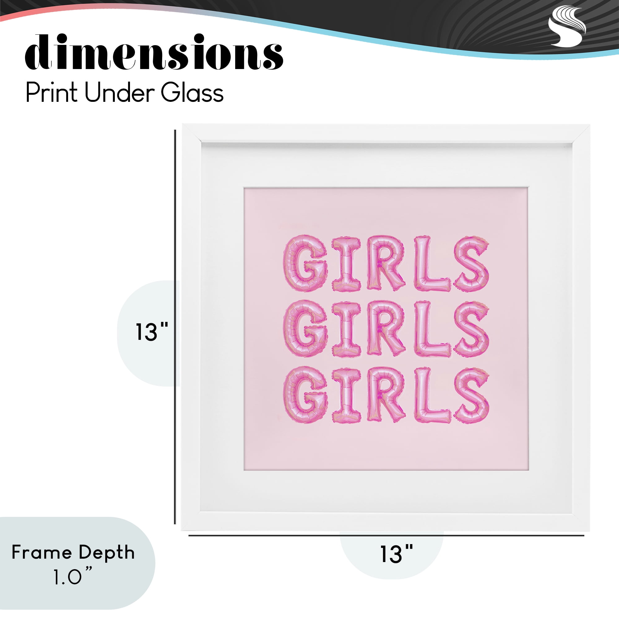 Stupell Industries Girls Letters Party Balloons White Framed Print Under Glass, design by LISH Creative