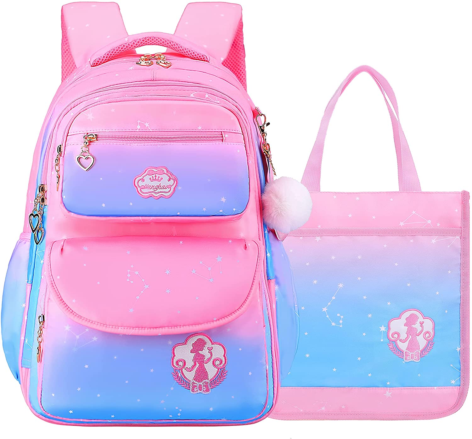 Backpack for Girls, Waterproof Kids Backpacks Princess School Bag Pink  Bookbags Cute Travel Daypack