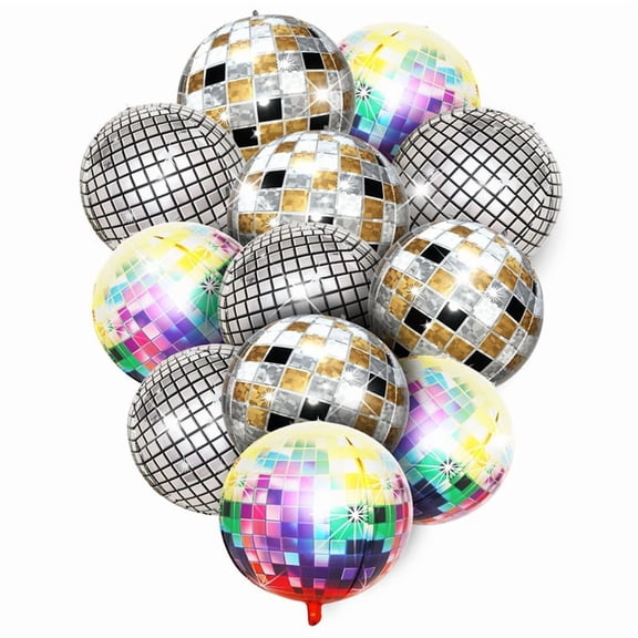 Disco Ball Balloons,12PCS Disco Balloons,22 Inches 4D Colorful Balloons,for Birthdays,70s 80s 90s Disco Decorations,12 x Decorative Balloon