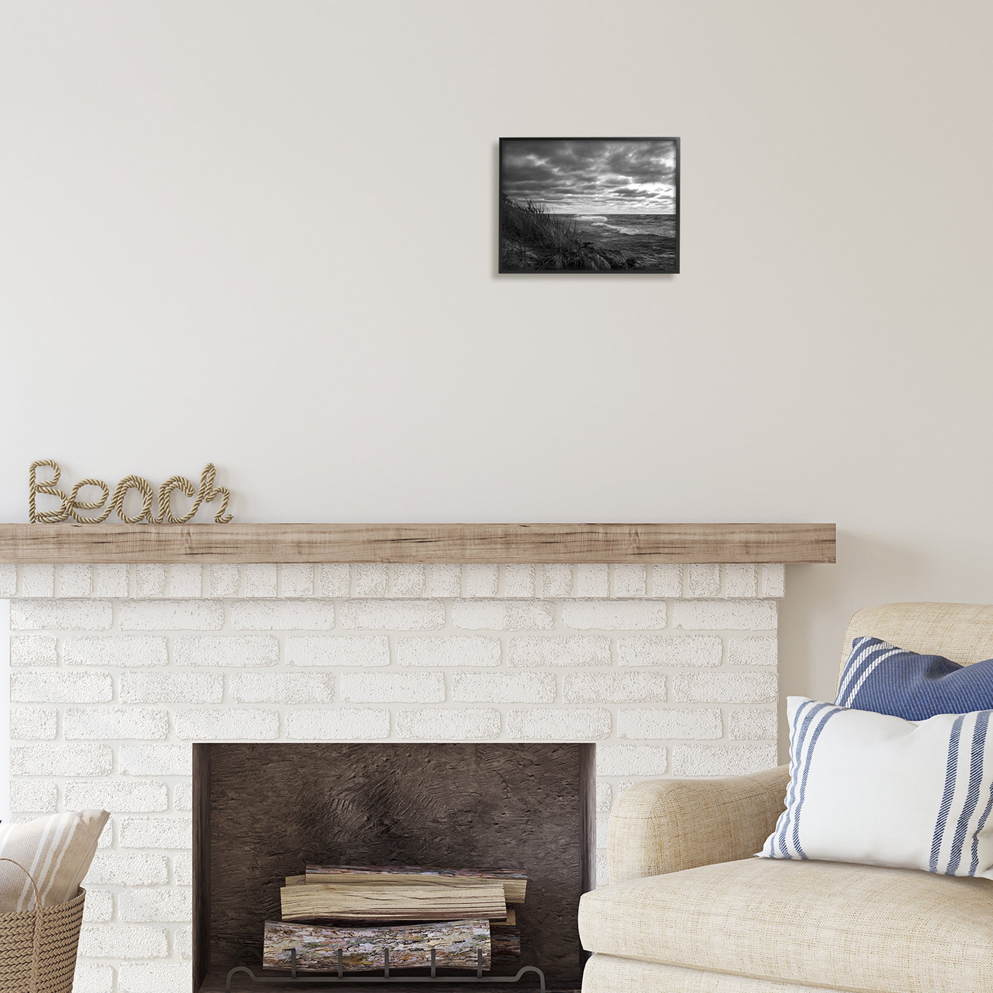 Stupell Industries Stormy Sea Photography Landscape Photography Black Framed Art Print Wall Art, 14 x 11