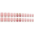 thumbnail image 6 of Yoyauz 24pcs French Pointed Nail, Short Fake Nail, Square Needle Nail With Leopard Print And Cherry Design, Charming Acrylic Nail Suitable For Girls And Ladies, 6 of 6
