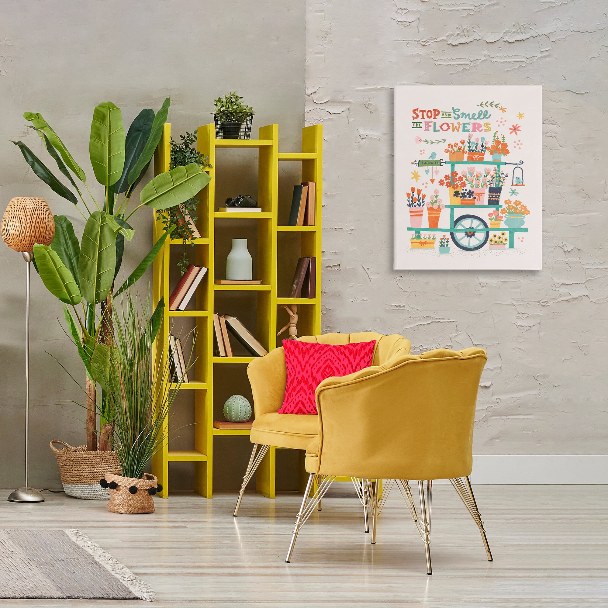 Stupell Industries Inspiring Assorted Flower Cart Plants & Flowers Painting Wrapped Canvas Art Print Wall Art, 24 x 30
