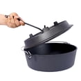 thumbnail image 3 of 8 Quart Cast Iron Dutch Oven with Lid and Iron Pot Rack, Outdoor Camping Pot for Cooking BBQ Baking Campfire 【Versatile Lid Doubles as Skillet/Griddle】The ingenious lid with sturdy legs transforms i, 3 of 9