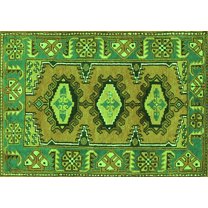 Ahgly Company Indoor Rectangle Persian Green Traditional Area Rugs, 5' x 7'