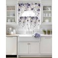 thumbnail image 3 of Purple Flowers Swag Kitchen Curtains Sets for Windows 24 Inch Length, Spring Floral Elegant Pastoral Watercolor Short Window Curtain Panels Swags Valances and Tiers 3 Piece Set for Cafe/Dining Room, 3 of 5