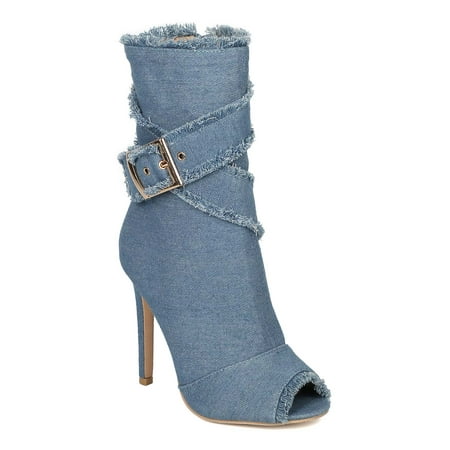 Women Frayed Stiletto Ankle Boot - Peep Toe Wraparound Bootie - Dressy Trendy Heel Boot - HC44 by DbDk Collection Women Frayed Stiletto Ankle Boot - Peep Toe Wraparound Bootie - Dressy Trendy Heel Boot - HC44 by DbDk Collection