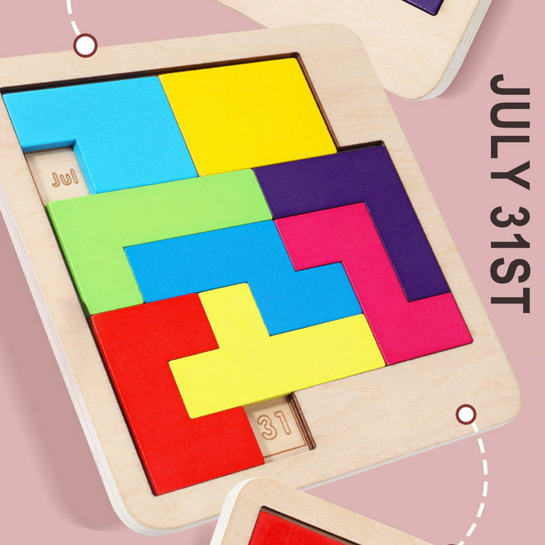Wooden Daily Puzzle Calendar - 365 Days Brain Burning Jigsaw Puzzle Desk  Calendar for 2023 Advent Everyday Logic Challenges Fun Games (S-3.93 * 4.13