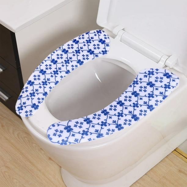 Funda para asiento de inodoro con estampado de dibujos animados | Tela autoadhesiva de vellón | Alfombrilla antideslizante y cálida | Diseño recortable | Lavable y reutilizable