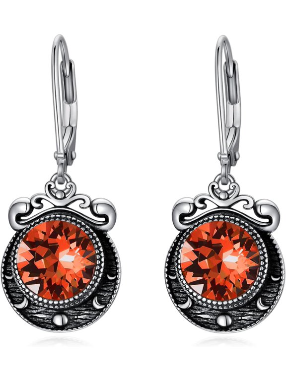 Moon Phase Earrings Sterling Silver Red Crescent Moon Phase Leverback Earrings for Women Dangle Drop Earrings Moon Jewelry Gift for Women