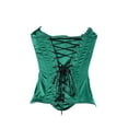 thumbnail image 3 of ZQUUVOU Women's Victorian Lace Up Corset Top Stain Solid Color Backless Strapless Tube Tops Waist Cincher Themed Parties Green, 3 of 4