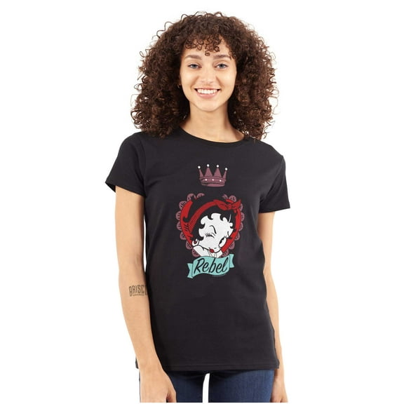 Betty Boop Rebel Girl Power Cartoon Women's T Shirt Ladies Tee Brisco Brands L