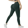 thumbnail image 2 of Mceream Butt Lifting Leggings for Women Plus Size High Waist Ribbed Yoga Leggings Tummy Control Workout Pants Gym Compression Tights Green XL, 2 of 7