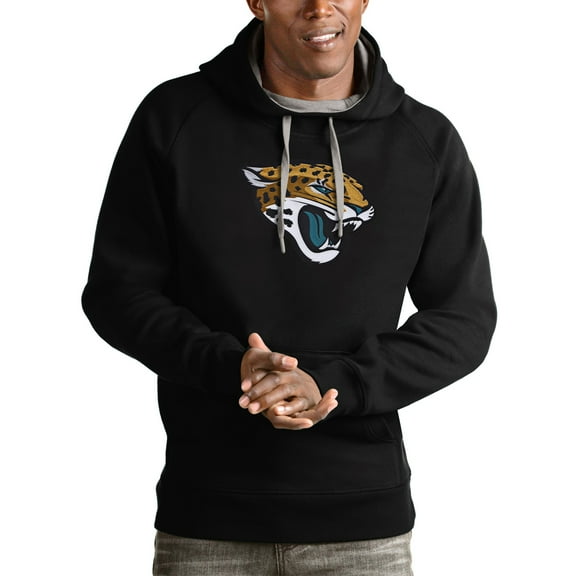 Men's Antigua Black Jacksonville Jaguars Victory Pullover Hoodie