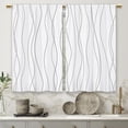 thumbnail image 5 of Grey and White Striped Kitchen Curtains Abstract Modern Small Short Cafe Window Curtains Minimalist Simple Rod Pocket Bathroom Window Drapes Treatment Tier Curtains 2 Panels (27.5x36 Inch), 5 of 6