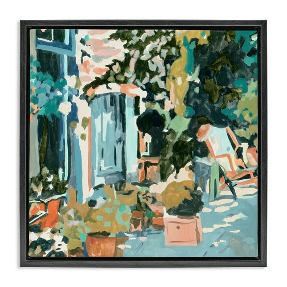 Stupell Industries Abstract Cityscape Architecture Scenic & Cityscapes Painting Black Floater Framed Canvas Art Print Wall Art, 18 x 18