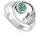 thumbnail image 4 of CHOOSE YOUR COLOR Vintage Moon Face Simulated Turquoise Ring .925 Sterling Silver Band Blue CZ Female Size 7, 4 of 4