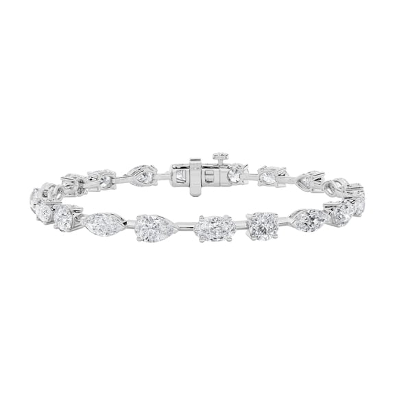 12Ct Pear and Marquise Shaped F , VS Lab Grown Diamond Tennis Bracelet in 14K White Gold - 7 Inches