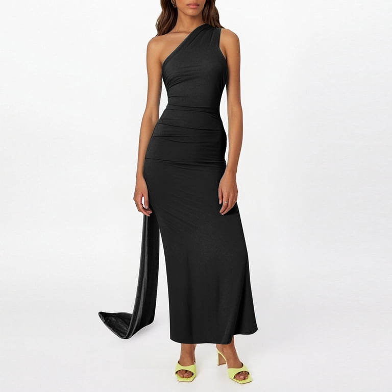 Hpapadks Formal Dresses for Women Solid Slim Fit Side Split Wrapped Elegant Evening Dress Dresses for Women Black S, Women's, Size: Small Hpapadks Formal Dresses for Women Solid Slim Fit Side Split Wrapped Elegant Evening Dress Dresses for Women Black S, Women's, Size: Small