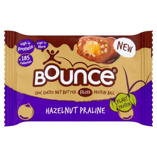 Bounce Dipped Hazelnut Praline Protein Ball 40g, British Import (Pack of 3)