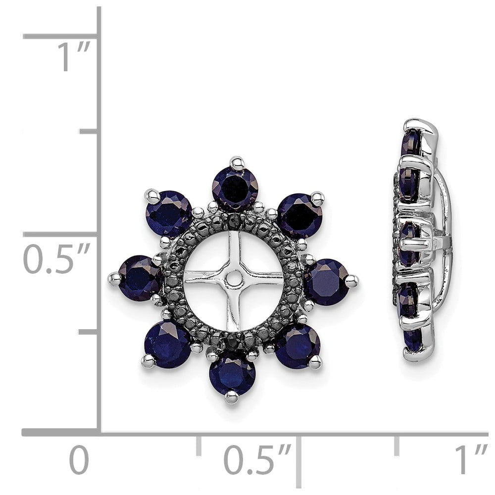 FB Jewels Solid Sterling Silver Rhodium Created Sapphire & Black Sapphire Earring Jacket