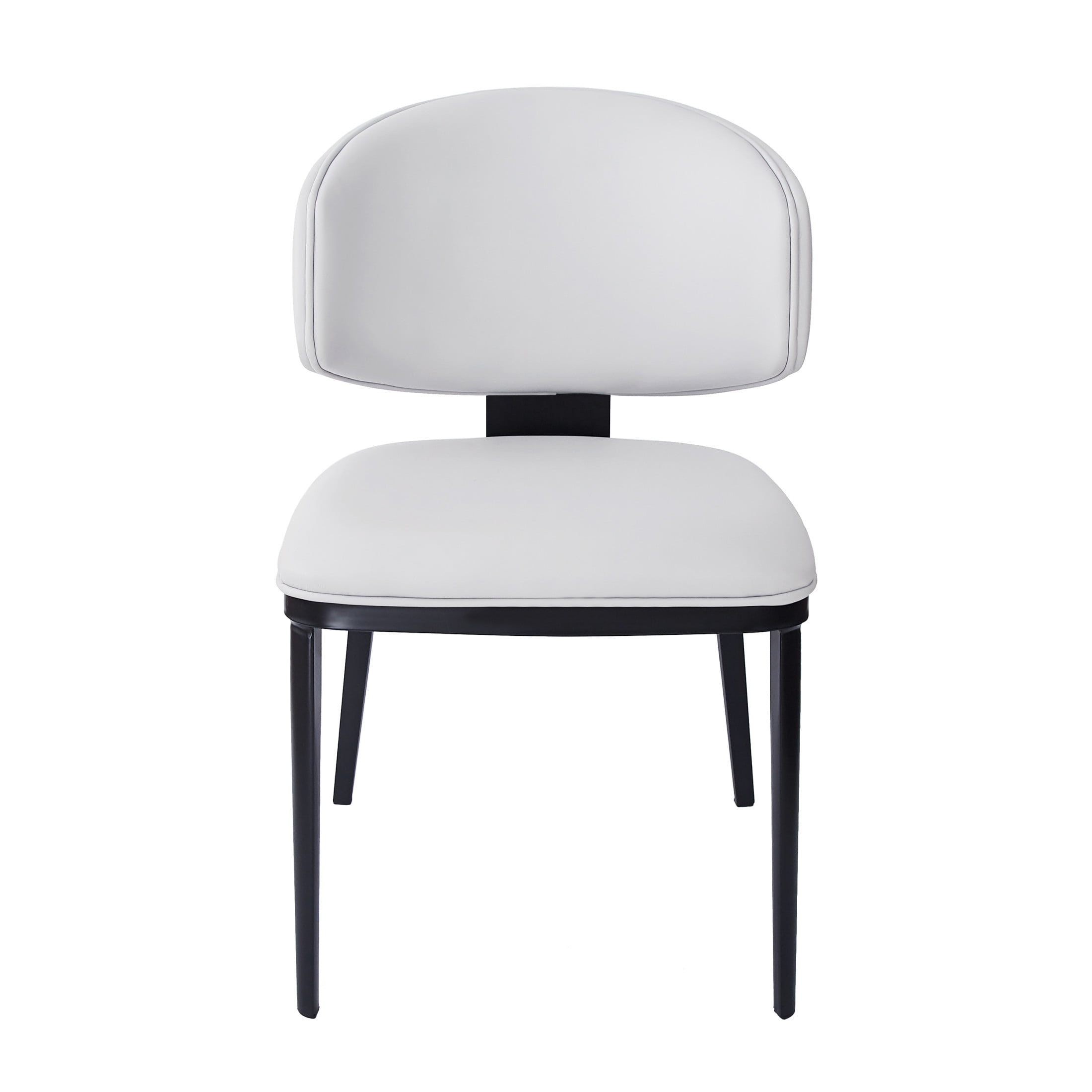 Lennox Modern PU Upholstered Dining Chairs with Crescent Backrests and Metal Legs, White, Set of 4