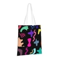 thumbnail image 2 of YFYANG Reusable Cotton Canvas Tote Shopping Bag, Black Geometric Abstract Doodles Washable Portable Grocery Bag for Daily Travel, 2 of 8