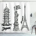 thumbnail image 1 of Ambesonne Tourist Shower Curtain, Japan Paris Building, 69"Wx84"L, White Black, 1 of 3