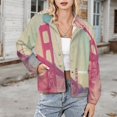 thumbnail image 3 of Jackets for Women Winter Coat Jackets Flannel Stand Collar Jacket(Golden Gate Bridge Sunset,Size:S-4XL), 3 of 7