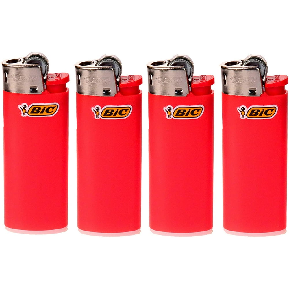 4 Red Mini Bic Lighters