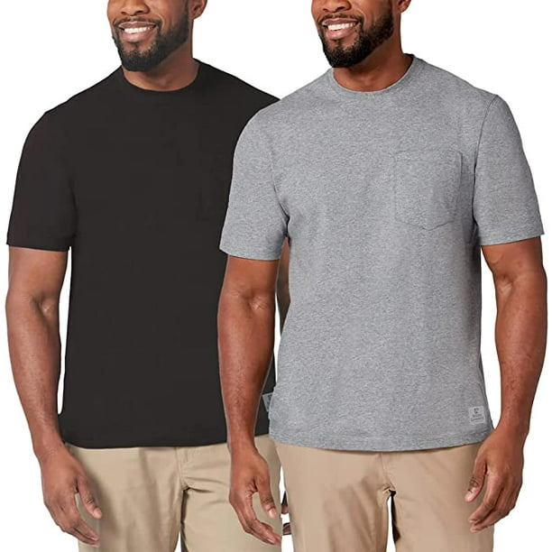 Rugged Elements Men’s Work Tee, 2Pack (Black/Lt Grey Heather, Medium)
