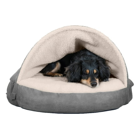 UPC: 0842229117035 | FurHaven Pet Products | Cooling Gel Faux Sheepskin Snuggery Pet Bed for Dogs & Cats – Gray 26
