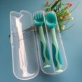 thumbnail image 3 of Rendez les Repas Amusants et Faciles avec 2 Pcs Ensemble de Couverts Sensibles à la Chaleur pour Tout-Petits - Cuillère Fourchette d'Alimentation Pliable avec Boîte Portable et Ventouse pour l'Entraînement des Enfants, 3 of 4