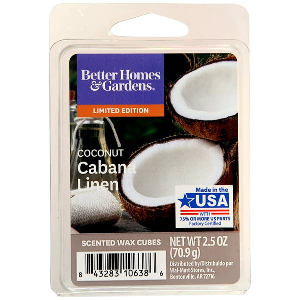 Better Homes and Gardens Scented Wax Cubes, Coconut Cabana Linen, 2.5