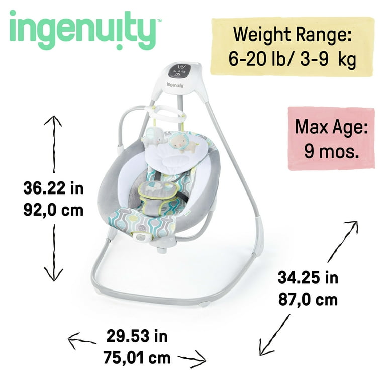 Ingenuity SimpleComfort Balançoire électrique apaisante pour bébé Everston  