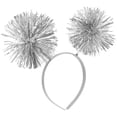 thumbnail image 3 of Silver Tinsel Pom Pom Headband for Party Kids Carnival Wear, 3 of 4