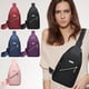 thumbnail image 1 of Mochila de hombro con mochila de hombro con diseño de diamante bordado, mochila impermeable de poliéster cruzada con agujero para auriculares, correa ajustable, negro, azul, rojo, morado rosa, 1 of 6