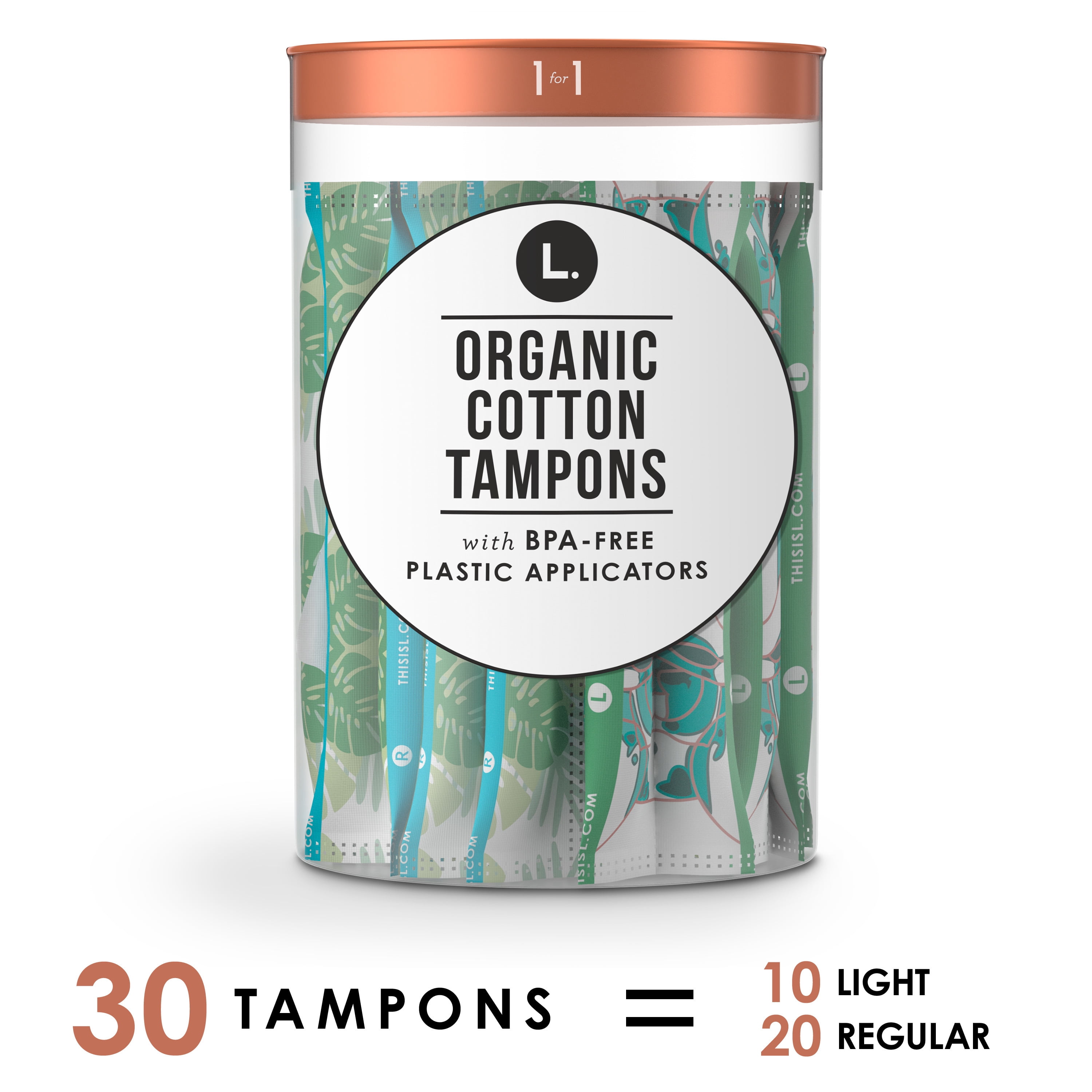 L. Organic Cotton Tampons, Light/Regular Absorbency, Duo Ct Walmart.com