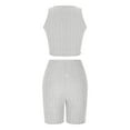 thumbnail image 4 of LYXSSBYX Two Piece Sets for Women Summer Women's 2 Piece Outfits Rib Knit Round Neck Sleeveless Crop Tank Top and High Waist Biker Shorts Set, 4 of 5