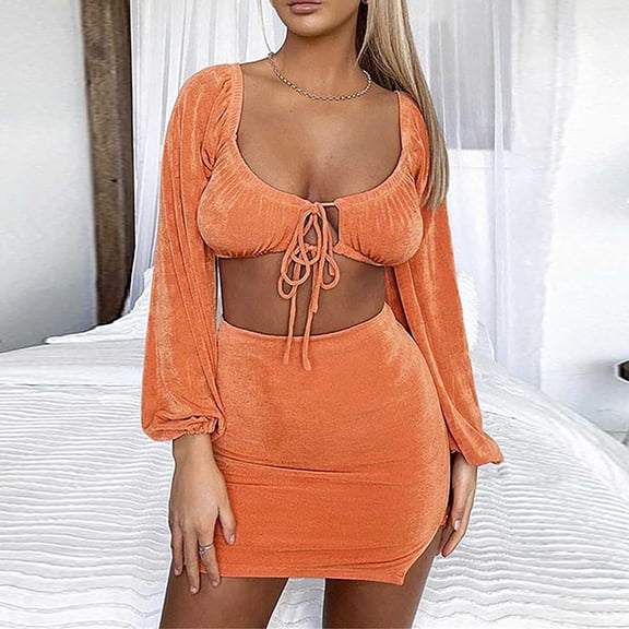 Nuoqisi Two Piece Skirt Set Shirt and Skirt Set for Women Going Out Sets Club Outfits Cute 2 Piece Sets Fashion Rave Mini Skirt