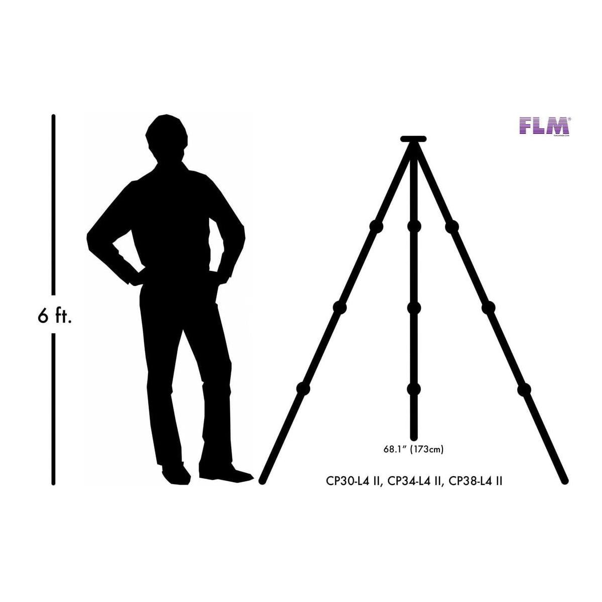 FLM CP38-L4 II Section Compact/Tall 10X Carbon Fiber Tripod with 100mm  Bowl, 121.25 lbs Payload