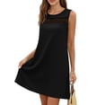 thumbnail image 5 of Dresses for Women Summer Cotton Like Crewneck Sleeveless T Shirt Sundress Womens Casual Solid Round Neck Lightweight Comfy Beach Vacation Cut Out Mini Tank Dress, 5 of 7