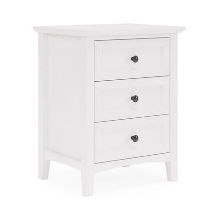 

30 in. Fritz Wood Bedside Nightstand with 3 Drawer Black Round Handles White