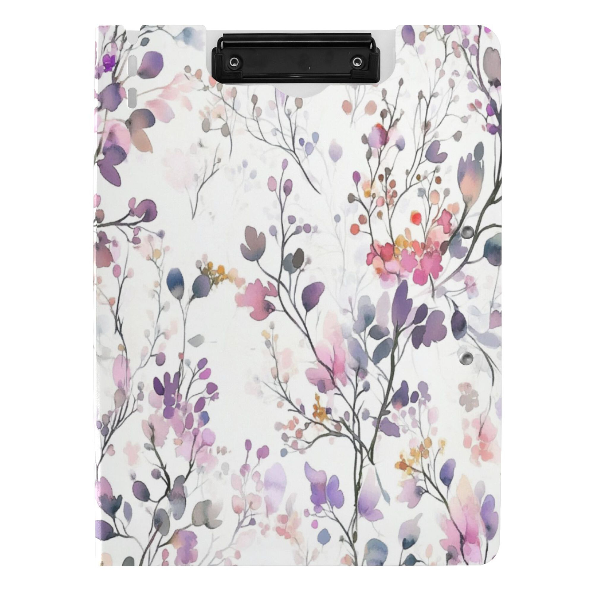 FORMRS A4 Clipboard Folder with Pen Holder Horizontal Foldable School Office Binder, Purple Wildflowers