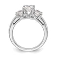thumbnail image 2 of Solid 14K White Gold Three Stone Engagement Ring with CZ Cubic Zirconia Size 8, 2 of 8