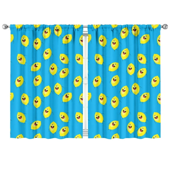 Nursery Curtains Boys Girls Kids Cartoon Lemon with Tooth Character Print Pattern Window Drapes for Living Bedroom Playroom Room Decor Rod Pocket 42x63Inch 2 Panels