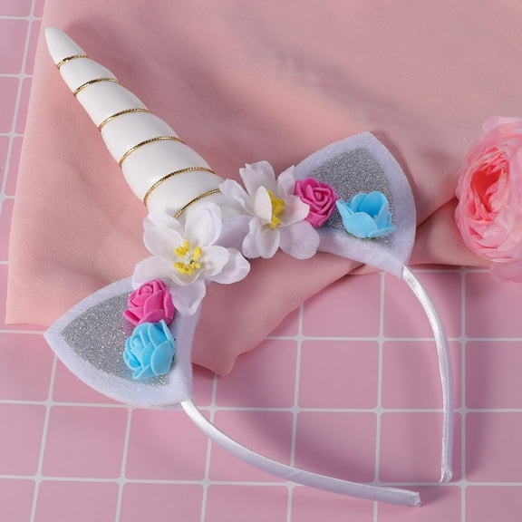 Rabbit Ears Hair Accessories Unicorn Horn Headband Child White