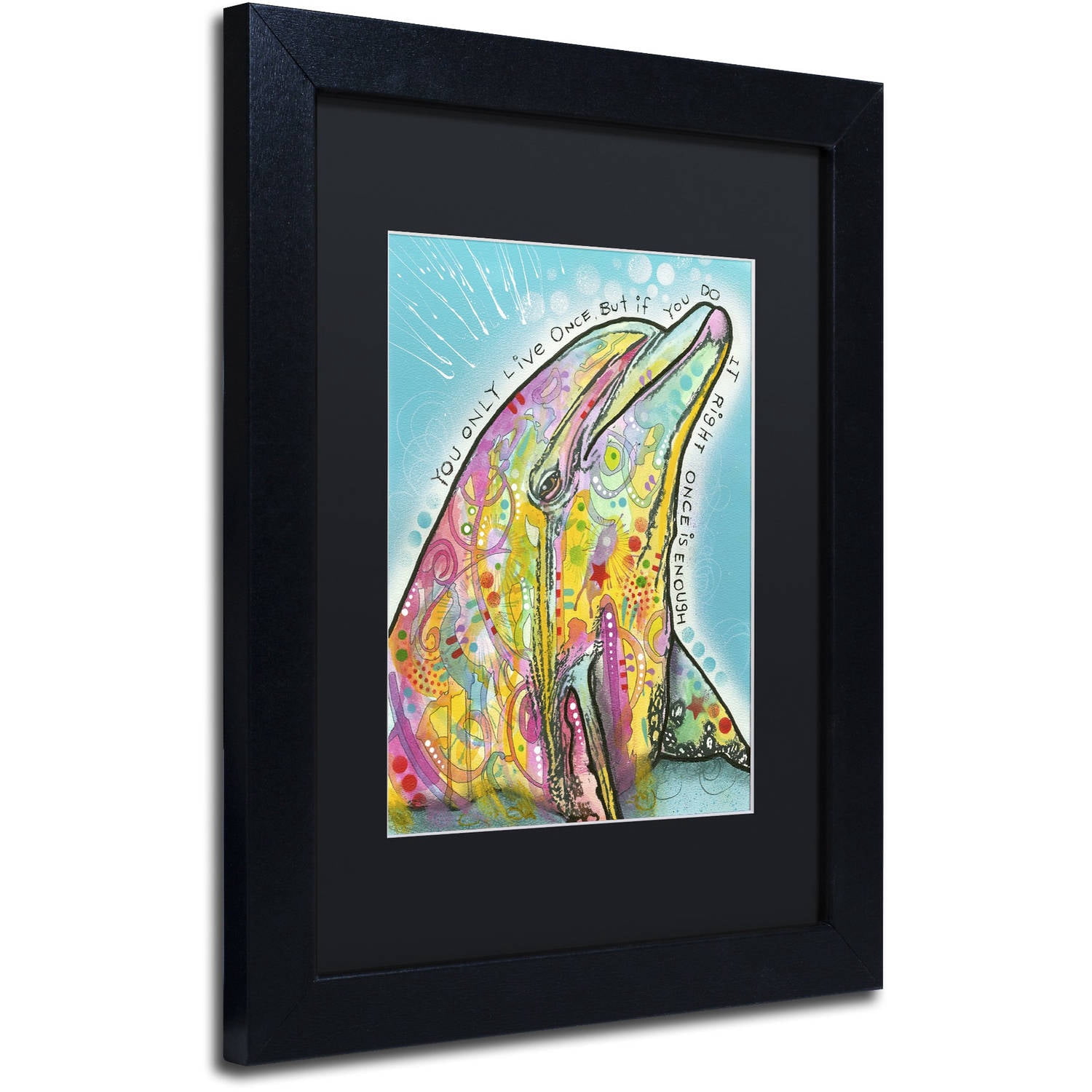 Trademark Fine Art "Dolphin" Canvas Art by Dean Russo, Black Matte, Black Frame